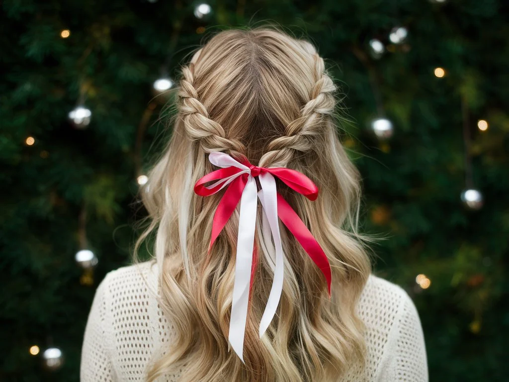 Braided Half-Updo with Ribbons