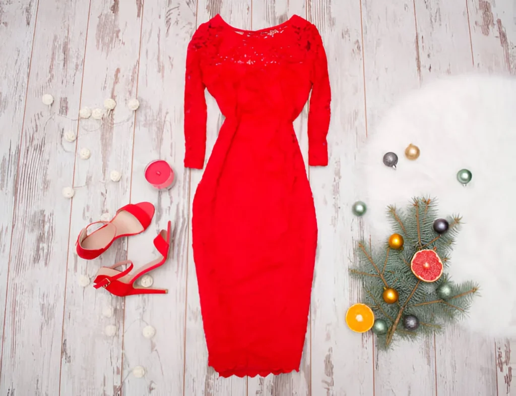 Red Lace Midi Dress