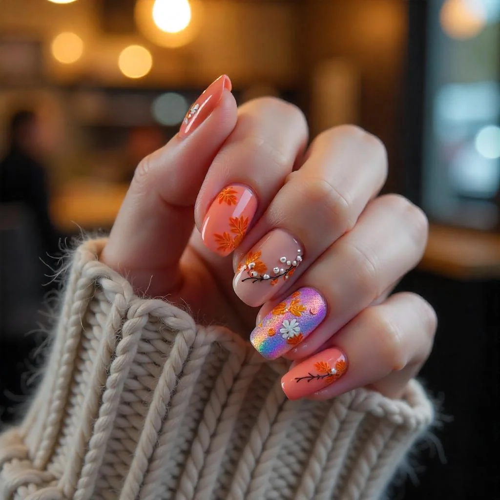 Autumn Floral Nail Art