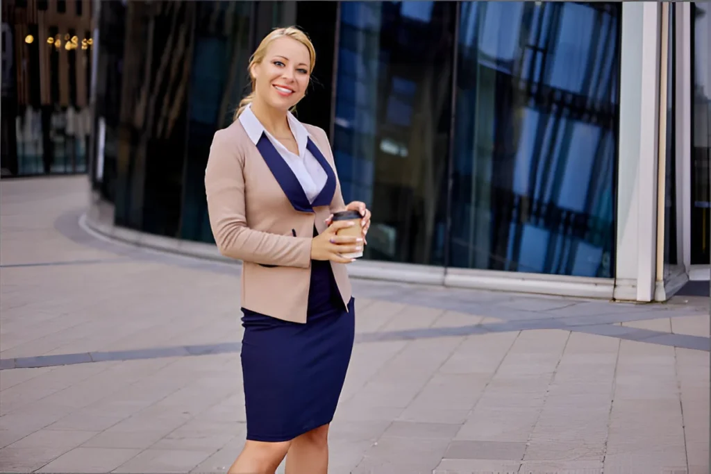 Brown Blazer with White Shirt