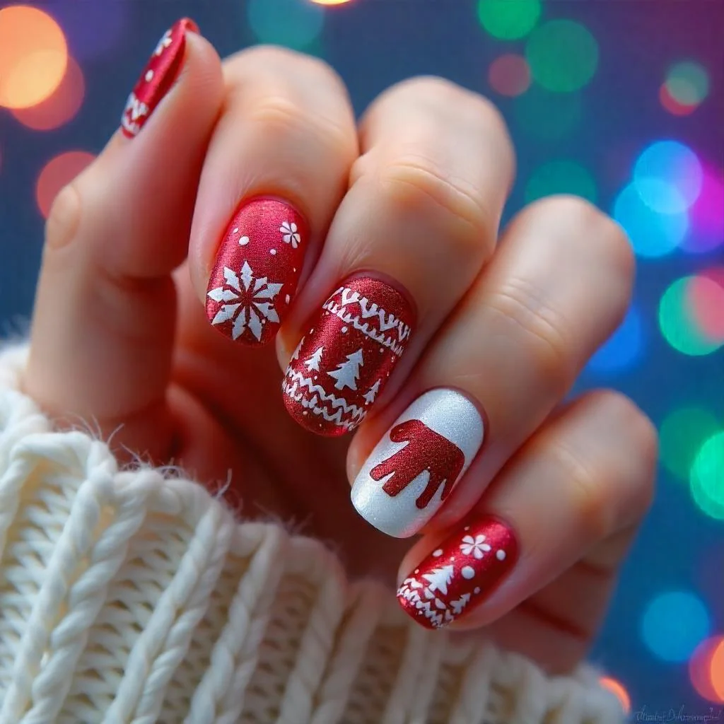 Festive Sweater Nails